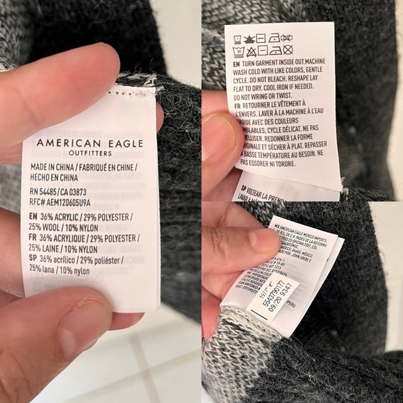 American Eagle Buffalo Plaid Open-front Wool Blend Cardigan M - Picture 7 of 10